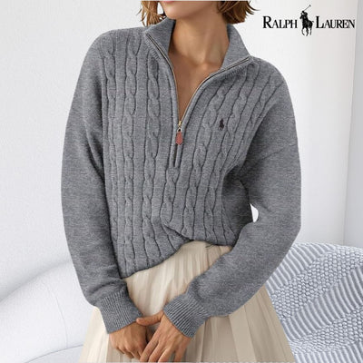 Ꮢalph Lauren™ Kabelstickad Pullover med Halv-Zip